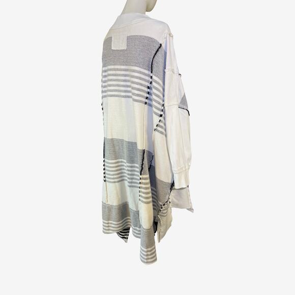 We The Free Off The Shelf Maxi Tunic Dress Black White Striped Cotton L - Picture 8 of 11